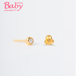 Brinco Baby Bezel Pérola 2mm Dourado